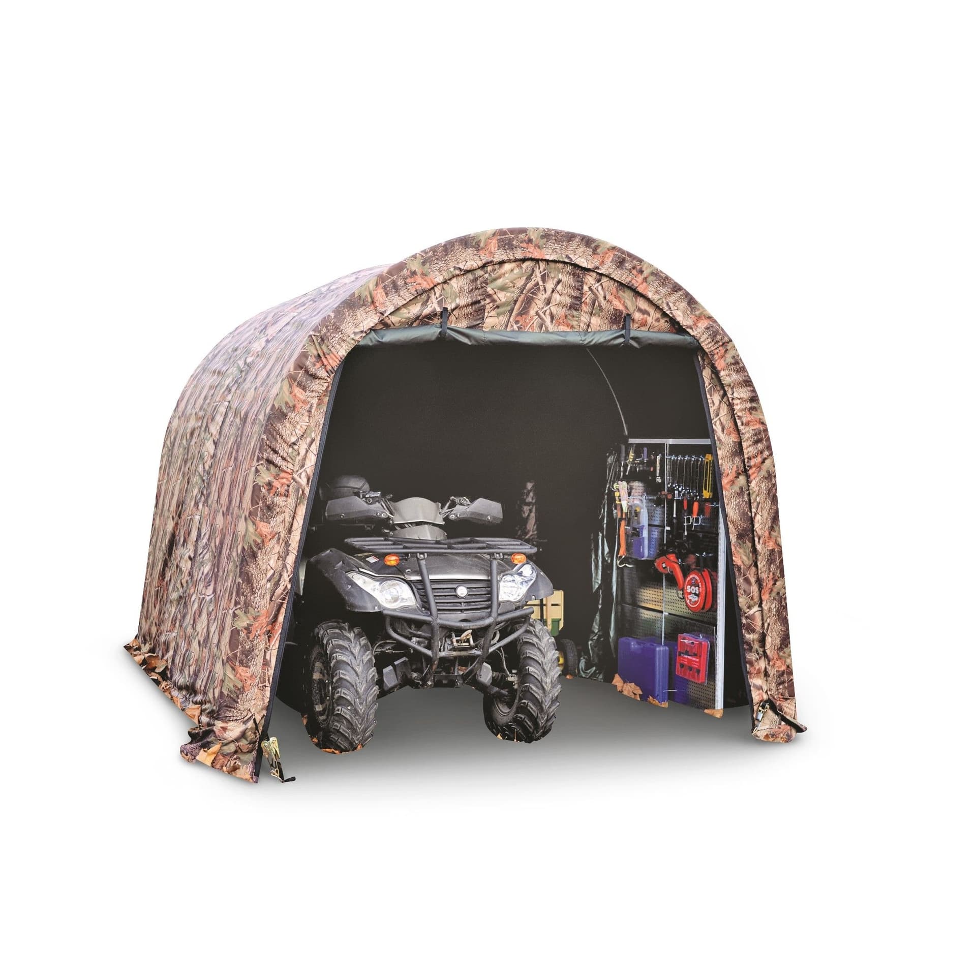 WeatherFast Easy Assembly Water Resistant Camouflage Shed with UV Protection, 10 x 10 x 8-ft