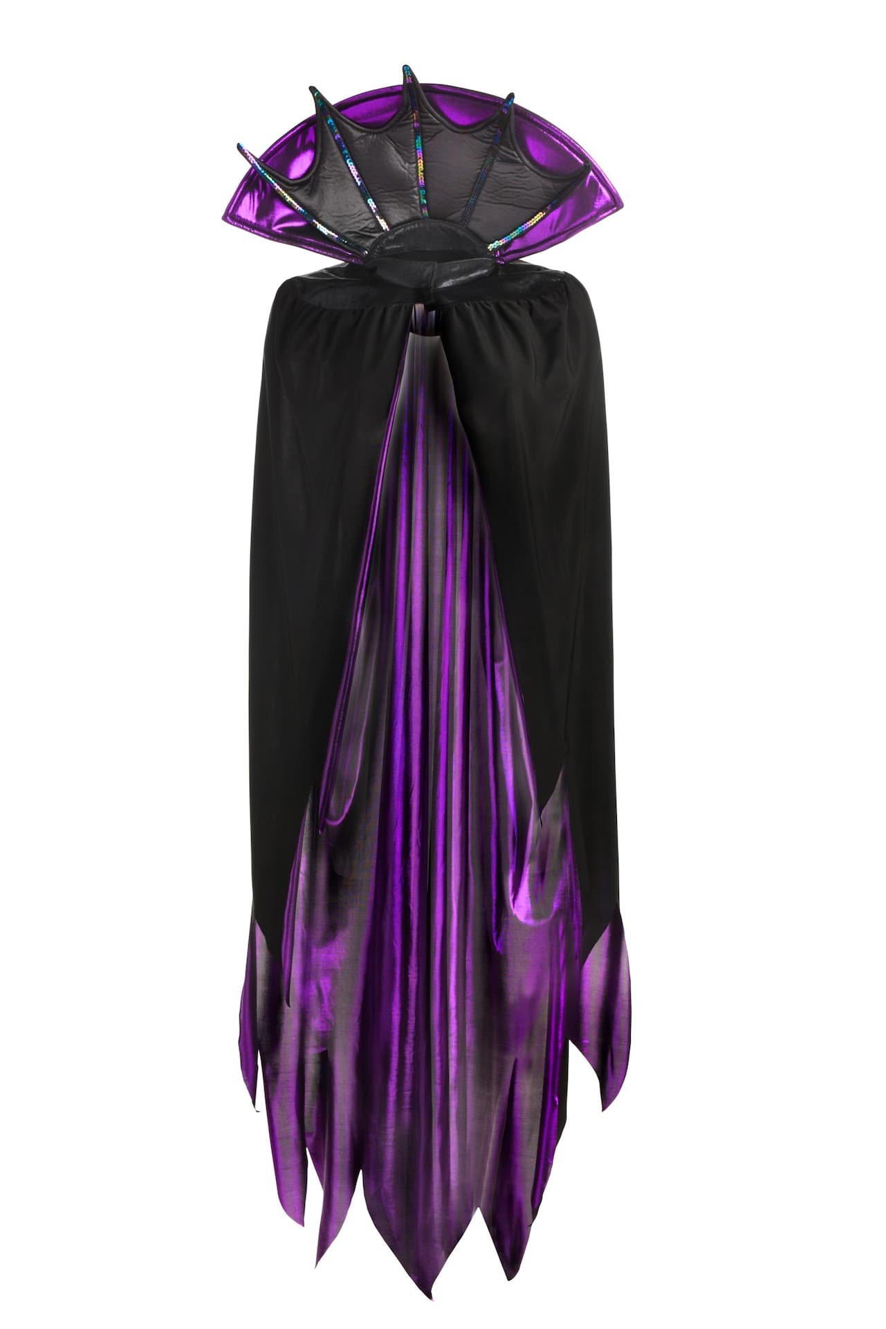 Adult Disney Maleficent Cape with Pointed Collar, Black/Purple, One Size, Wearable Costume Accessory for Halloween