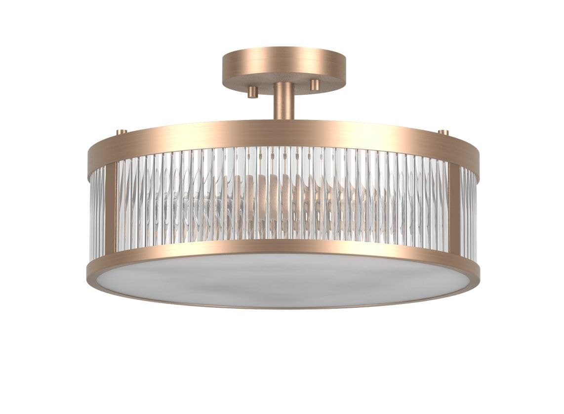 CANVAS 3-Light Flushmount, Brushed Brass