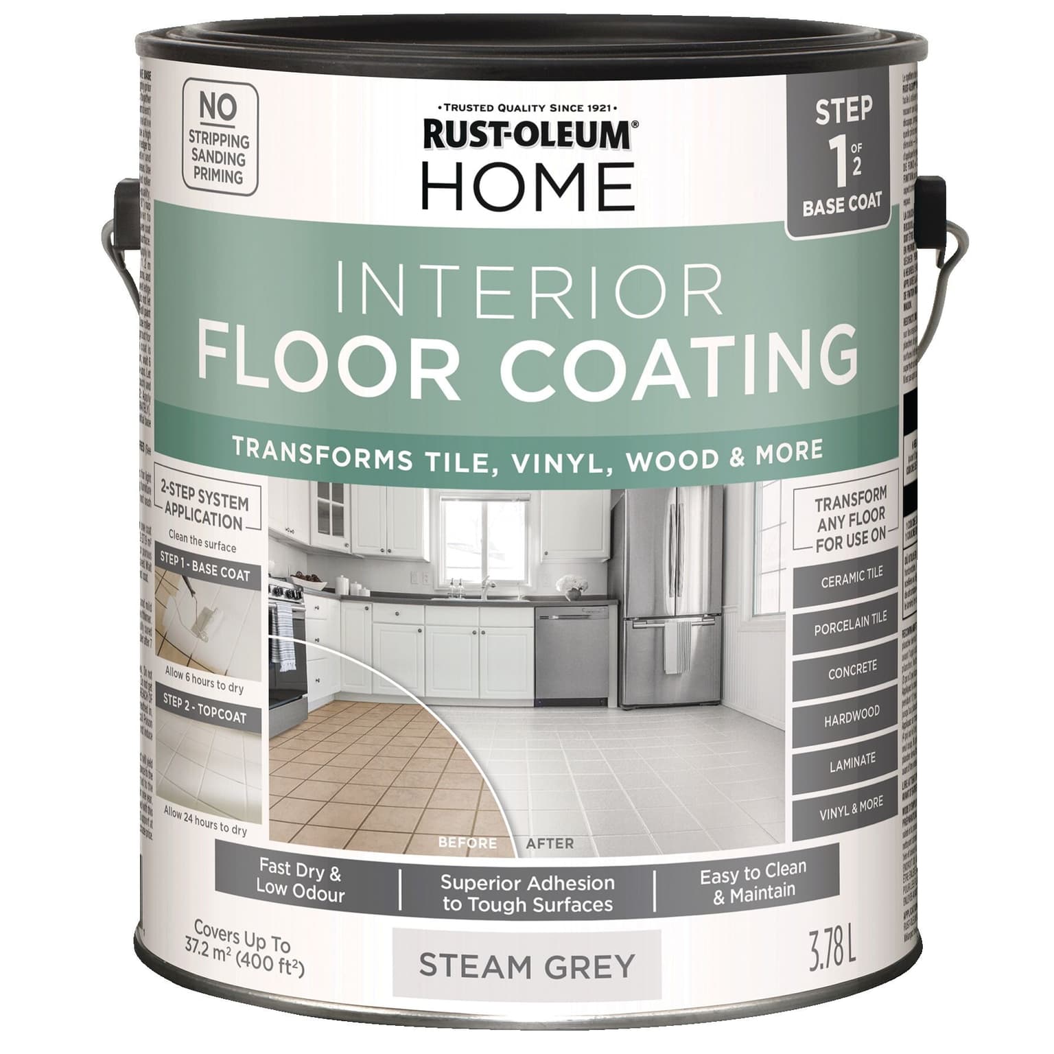 Rust-Oleum® HOME Interior Floor Coating Base Coat, Steam Grey, 3.78-L/1-Gallon