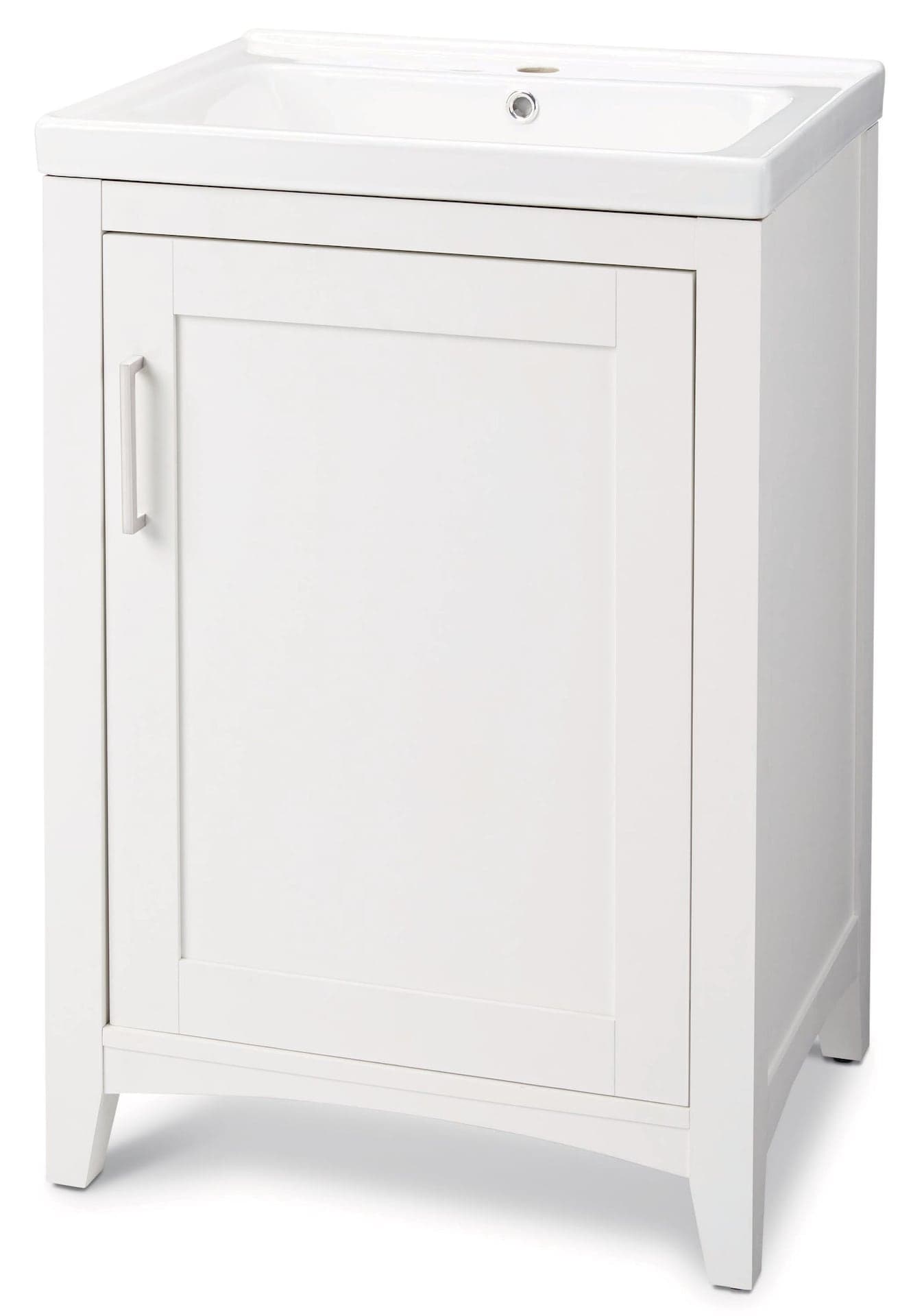 Canvas Creston Single Door Single Sink Vitreous China Top Bathroom Vanity, White, 24-in