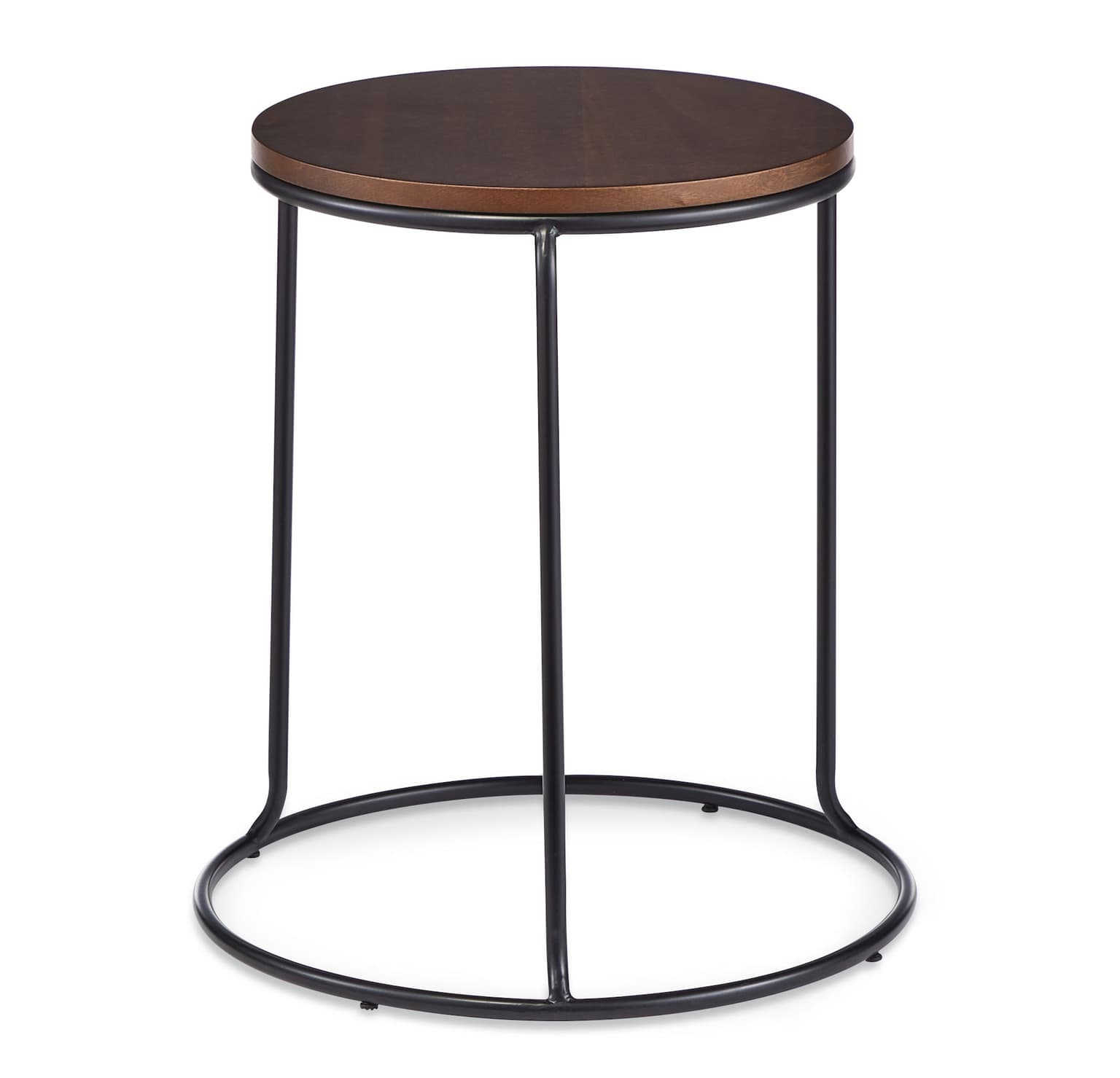 CANVAS Kelowna Round Solid Wood Top Stacking Sofa End/Side Accent Table With Metal Base, 20-in