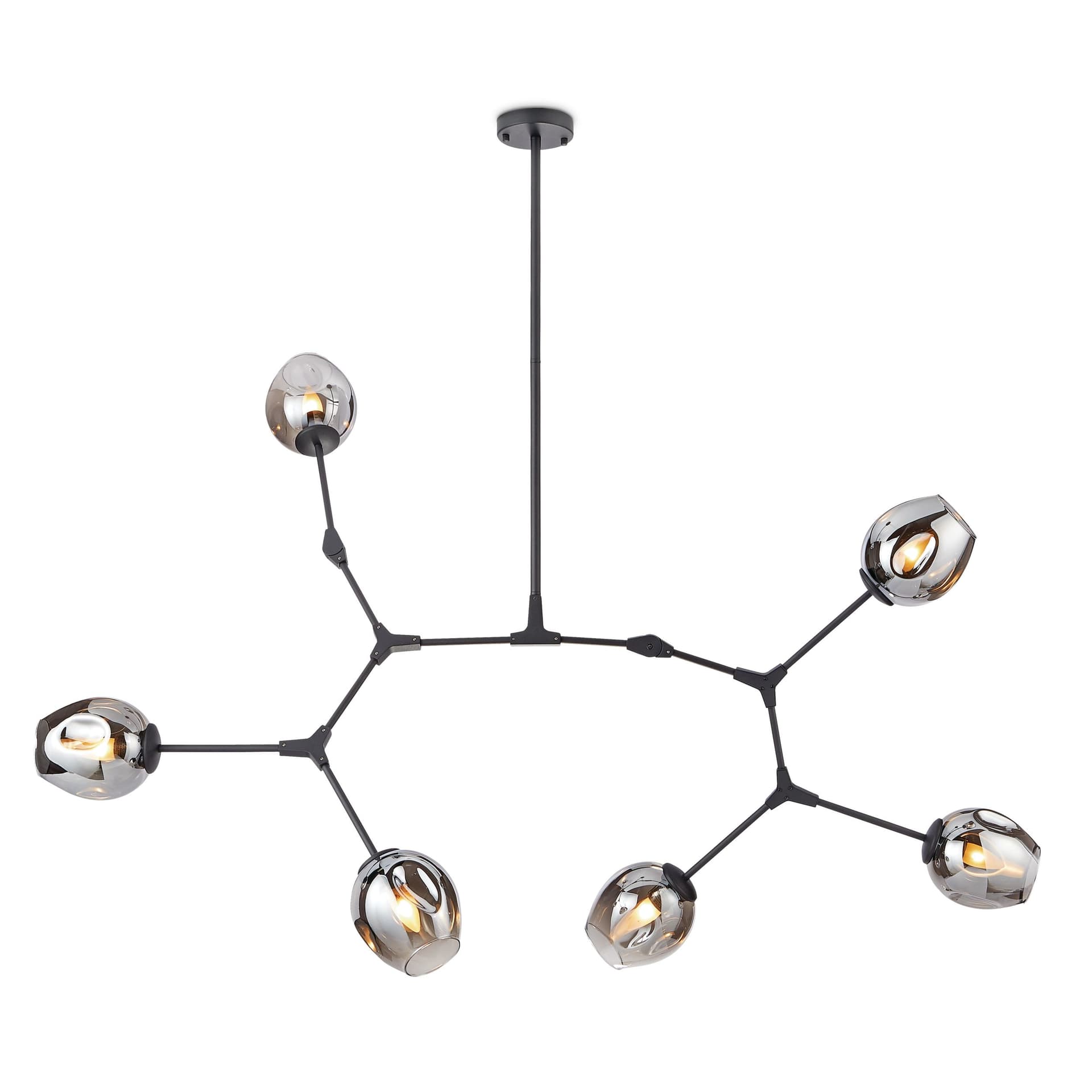 CANVAS Spira 6-Light Smoked Glass Chandelier, Black Metal