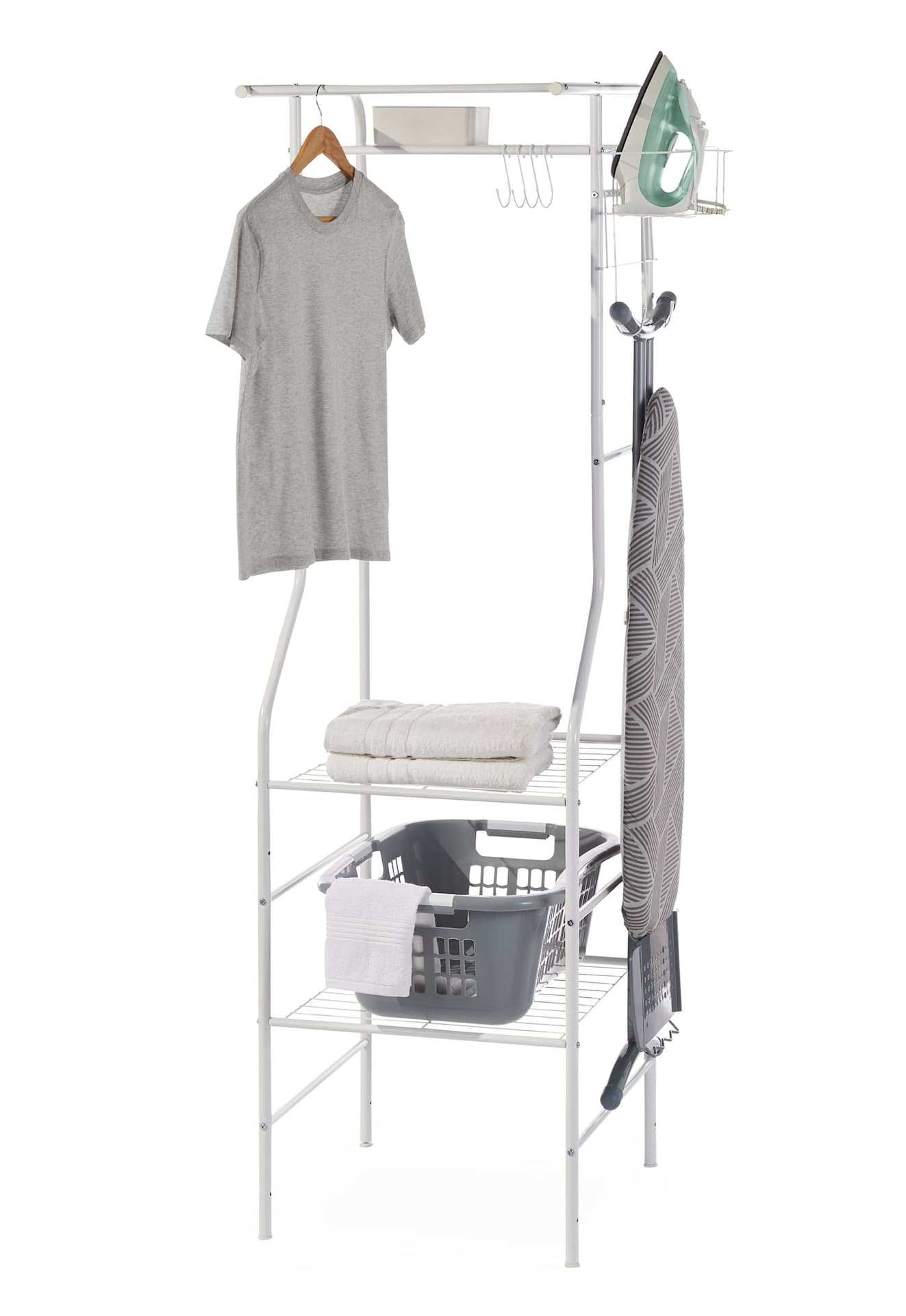 type A Linear Side Laundry Organization System, White