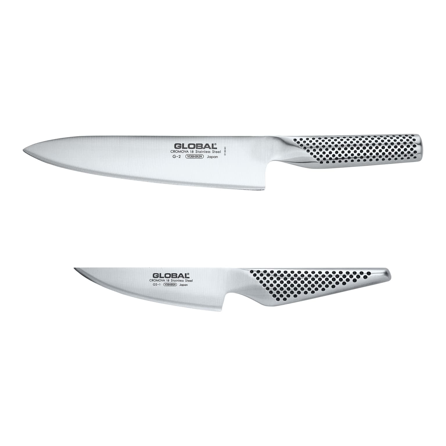 Global Stainless Steel Knife Set with Convex Edges, 2-pc