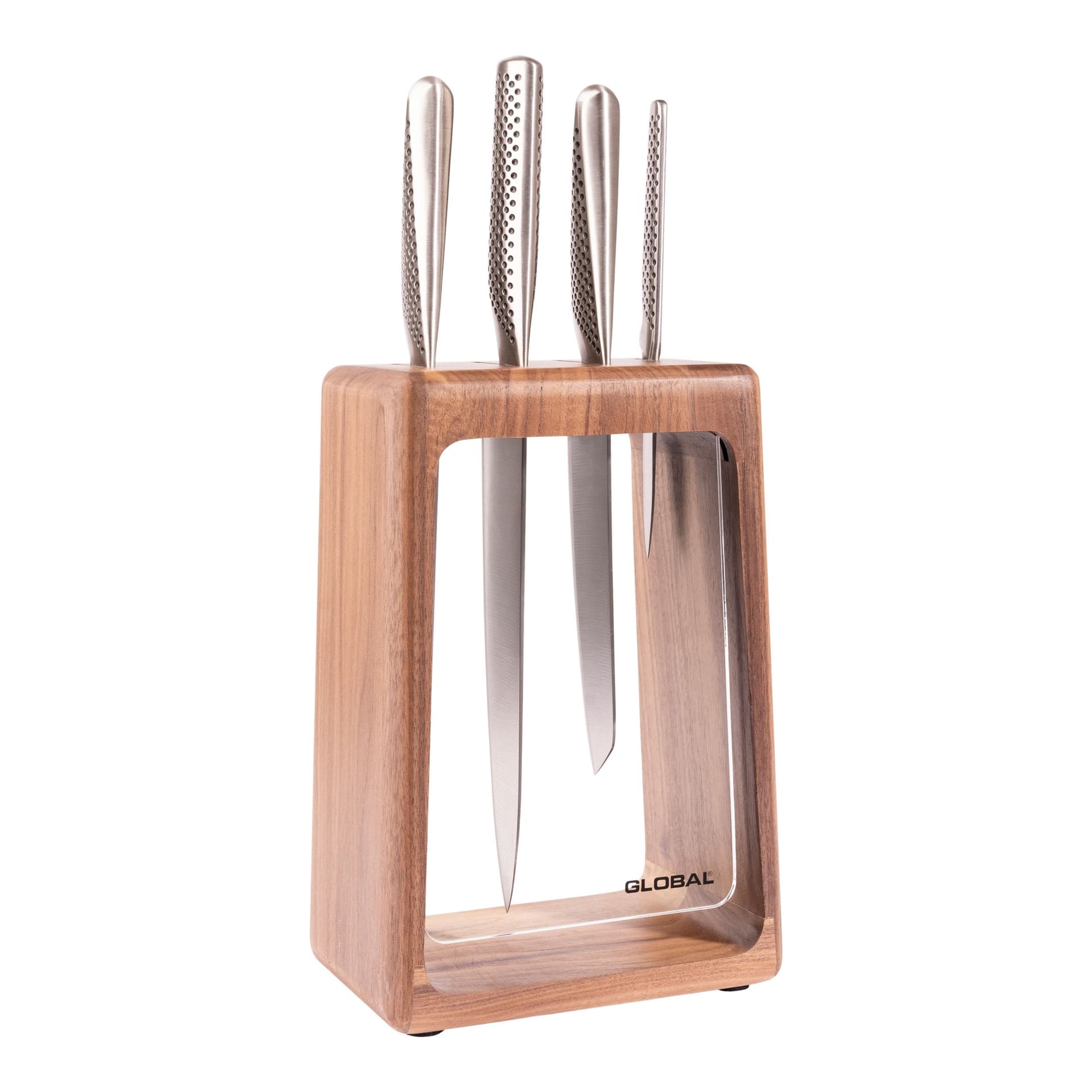 Global Jouzu Knife Block Set with Clear Acrylic Window, 5-pc