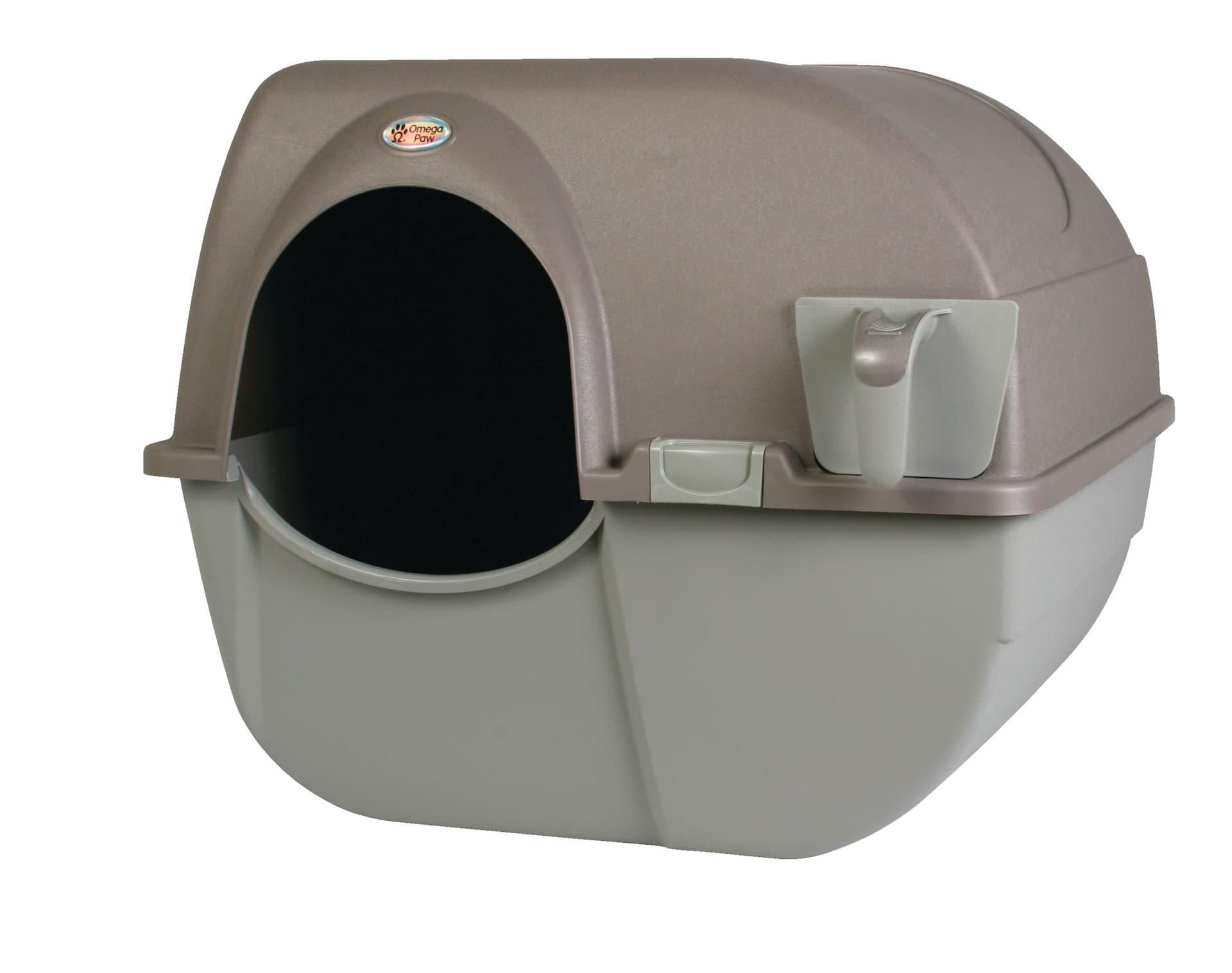 Omega Paw Roll 'n Clean Cat Litter Box, Large, Grey