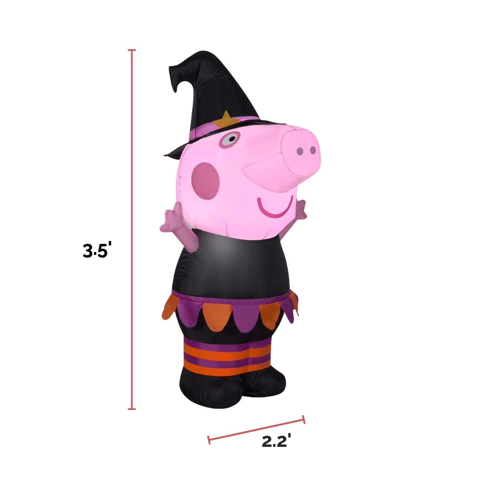 Hasbro Peppa Pig Skeleton LED Light-Up Airblown Inflatable, Black/Pink, 3.5-ft, Self Inflating Outdoor Decoration for Halloween