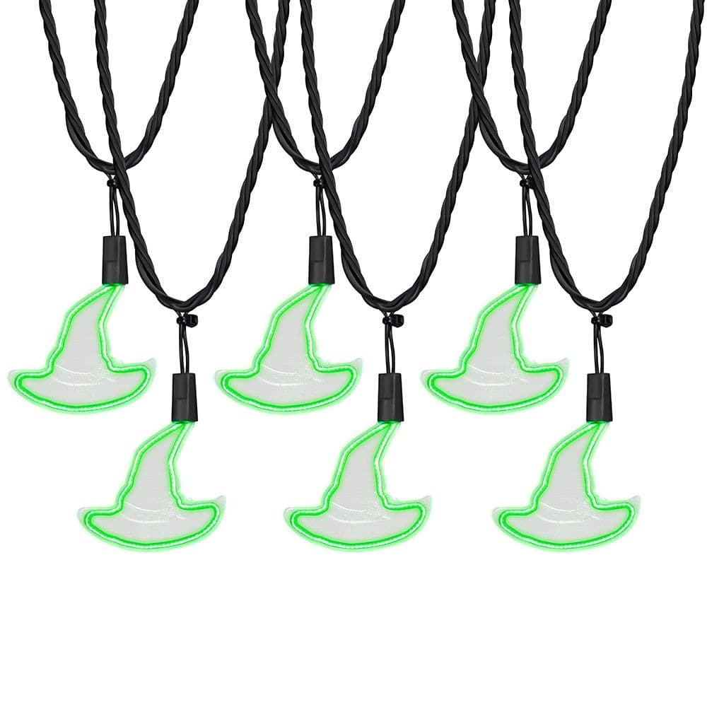 Gemmy Indoor Neon Witch Hat LED String Light, Green