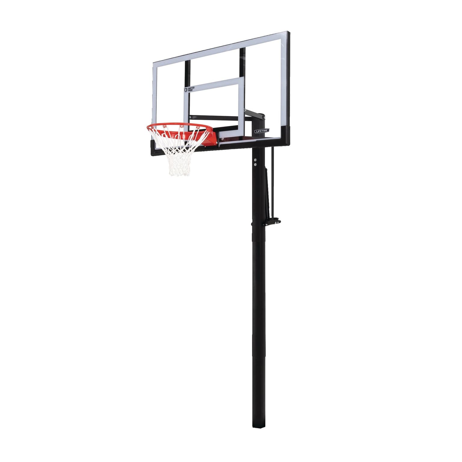 Lifetime In-Ground Adjustable Outdoor Basketball Backboard, Hoop & Net System, 54-in (137.1 cm) W