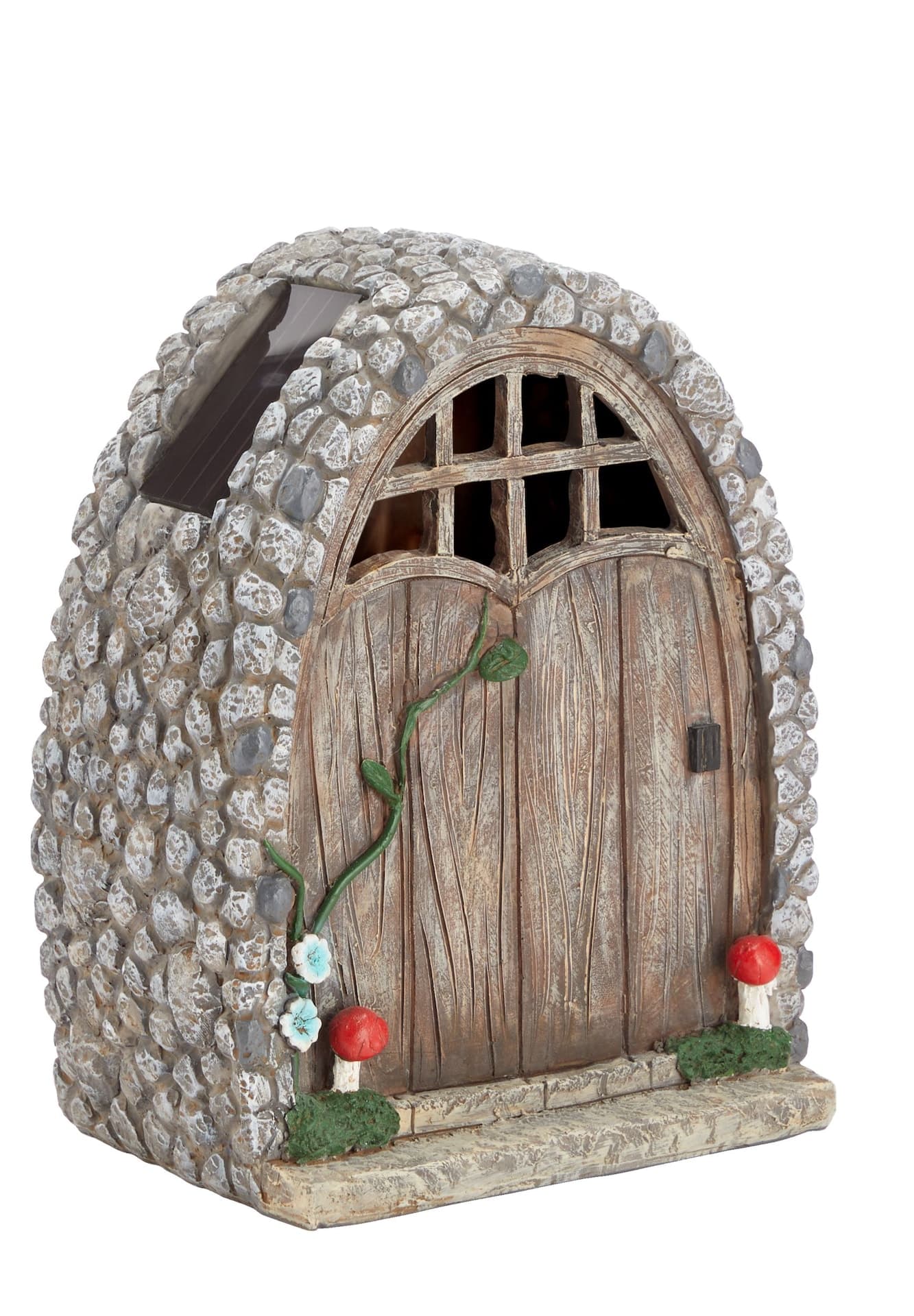 For Living Solar-powered LED Outdoor Decorative Stone Fairy Door Garden Statue, 8-in