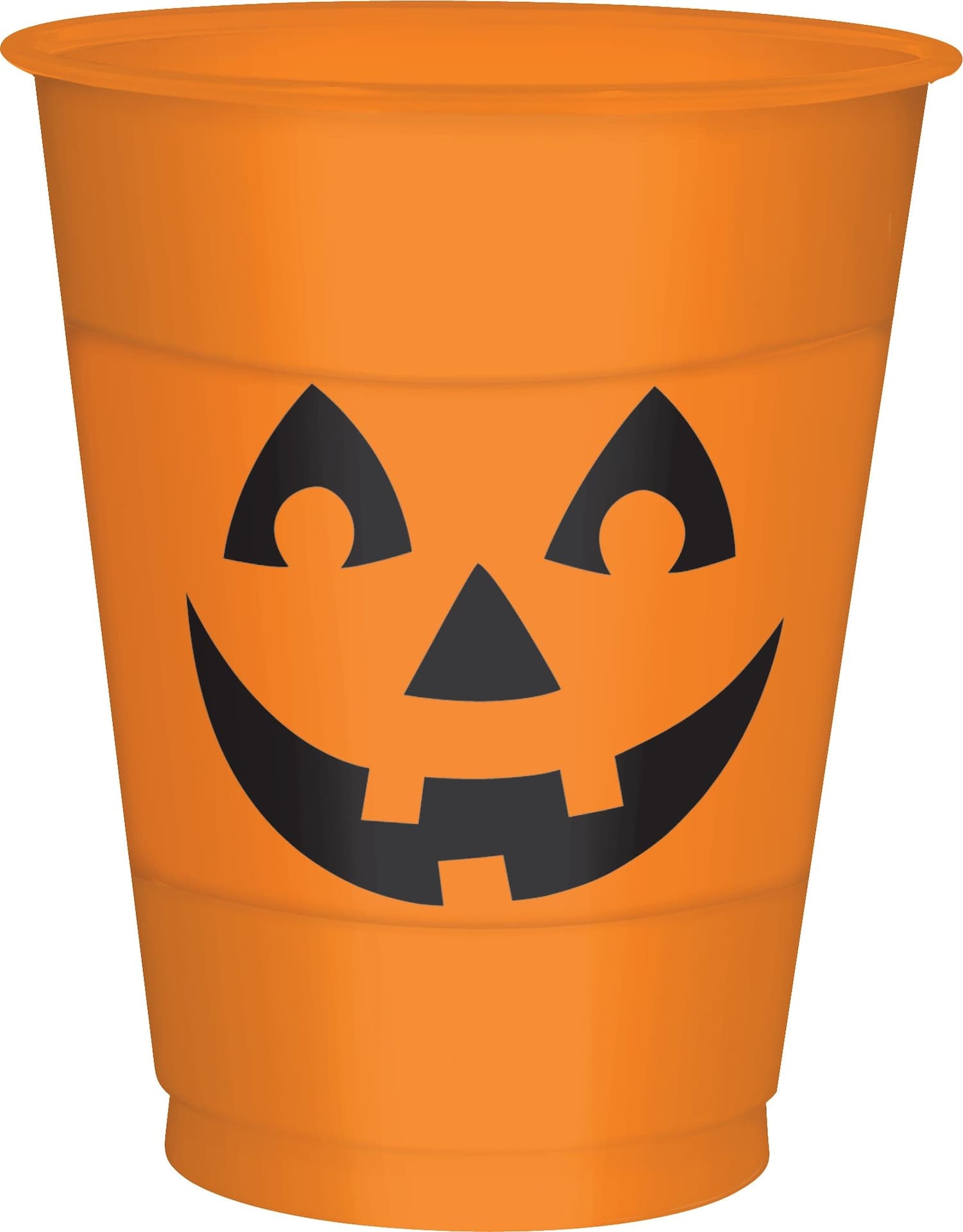 Jack-O'-Lantern Pumpkin Plastic Reusable Cups, Orange, 16-oz, 25-pk, for Halloween