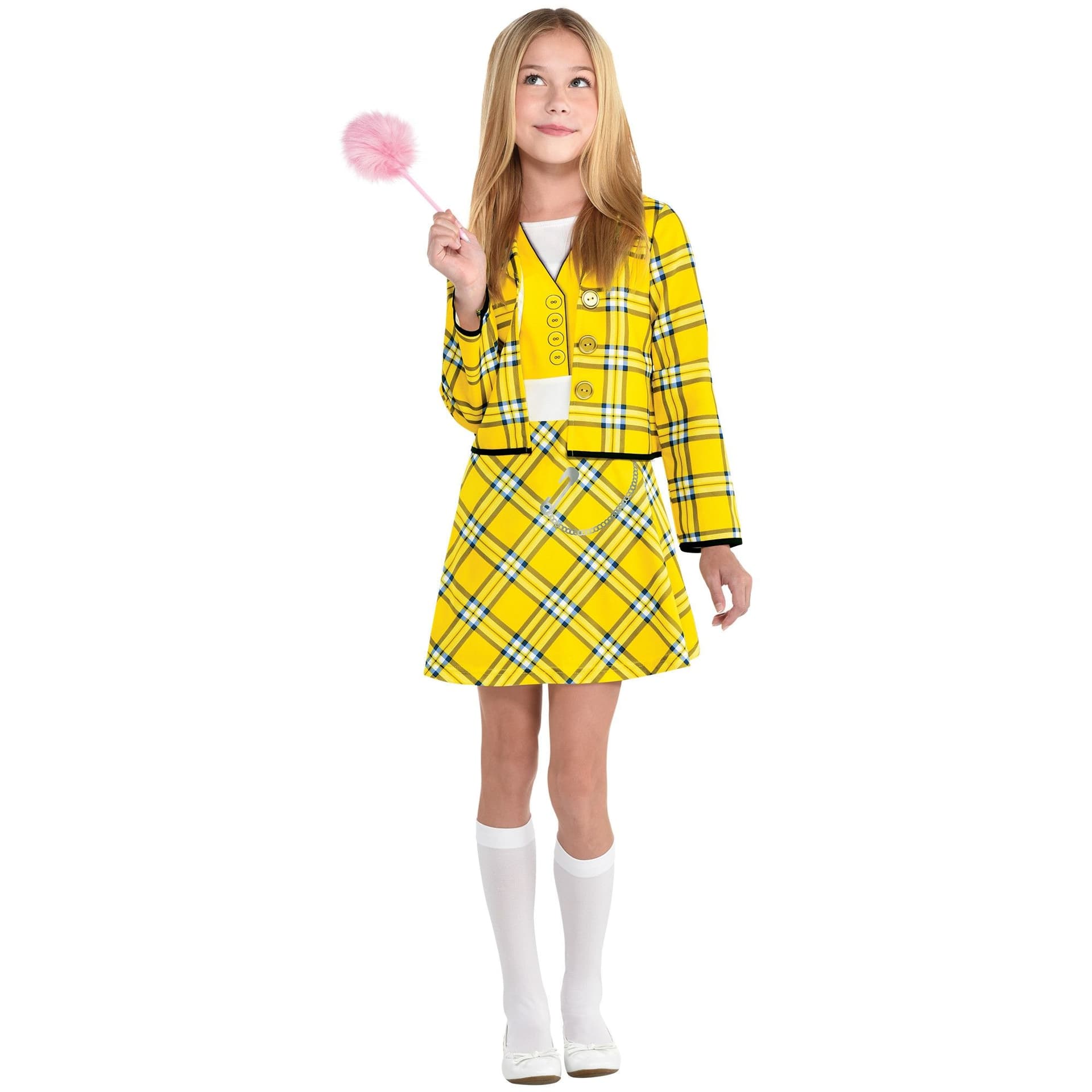 Kids' Clueless Cher Yellow Plaid Dress with Pen Halloween Costume, Assorted Sizes