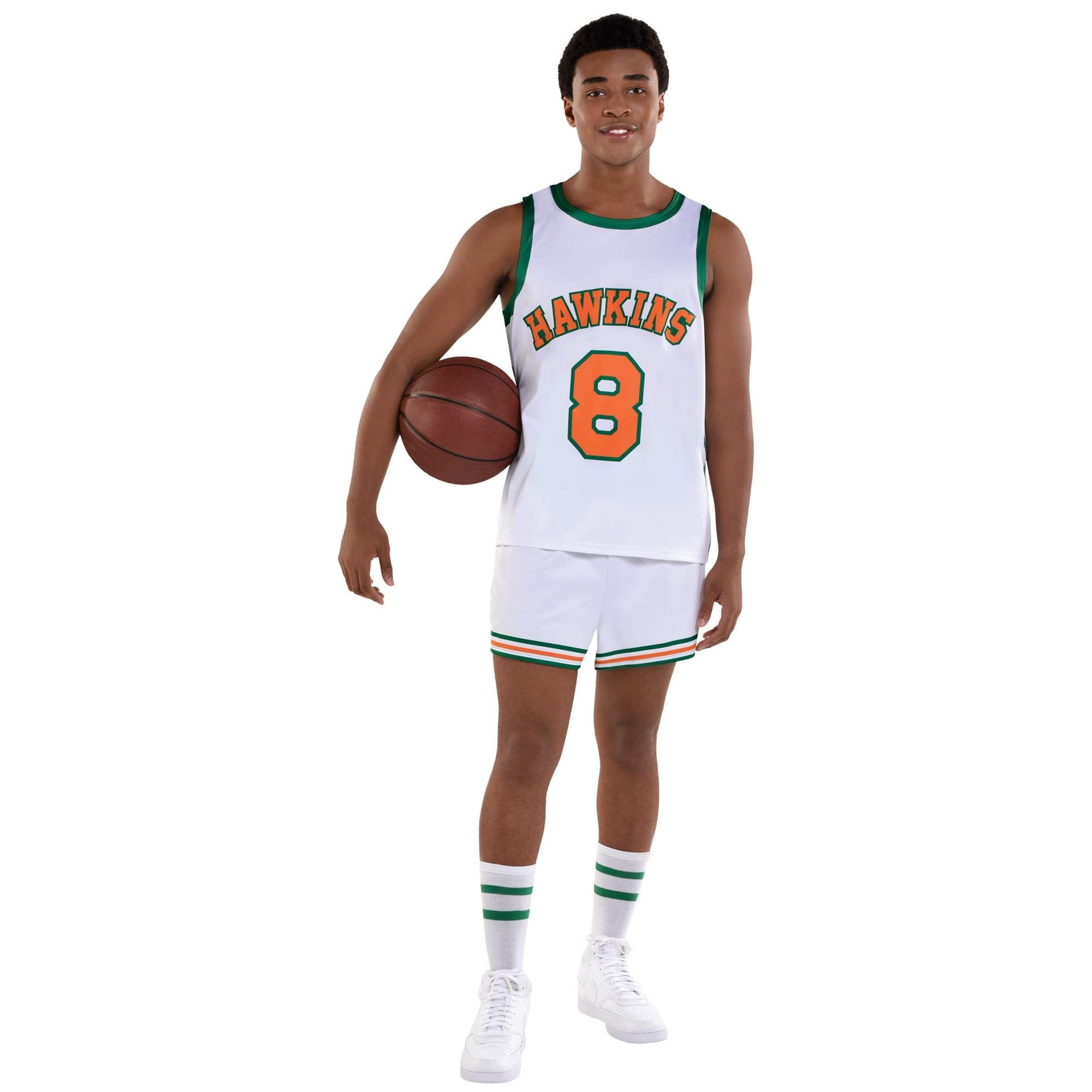Men's Stranger Things Lucas White Basketball Uniform Halloween Costume, Assorted Sizes