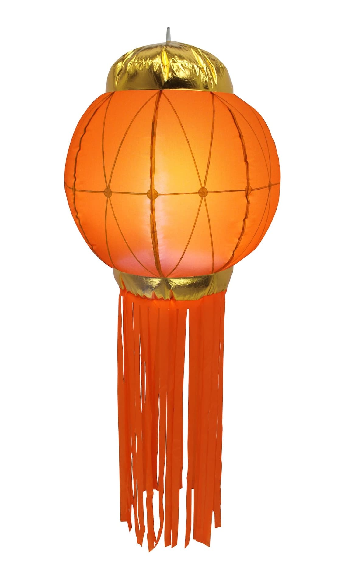 LED Light-Up Waterproof Inflatable Lantern Hanging Decoration, Orange, 5-ft, for Diwali