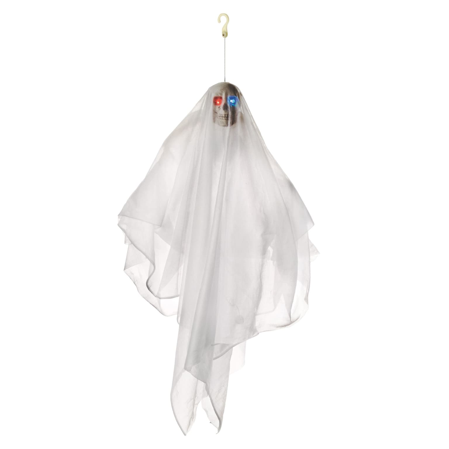 For Living Skeleton Ghost Animated Hanging LED Light-Up Character, White, 2.5-ft, Sound & Light Activated Indoor/Outdoor Decoration for Halloween