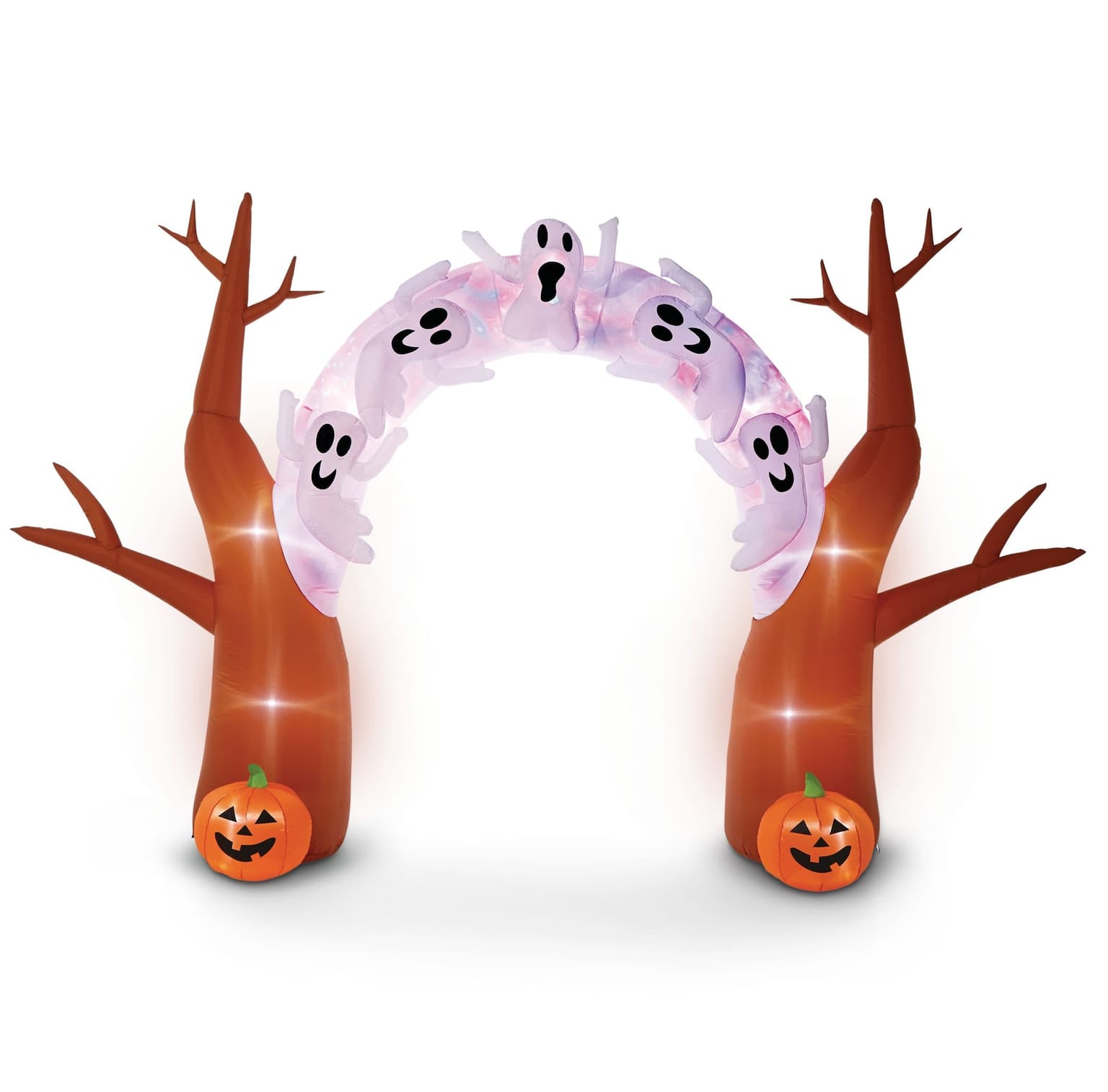 For Living Ghosts & Jack-O’-Lantern Pumpkins LED Light-Up Airblown Inflatable Tree Archway, 8-ft