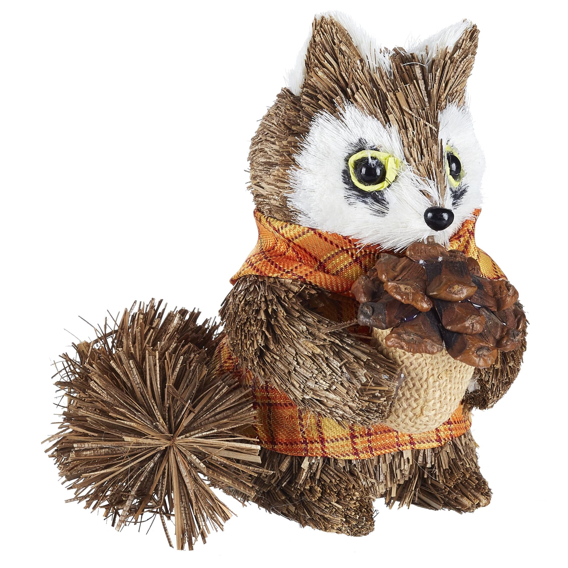 For Living Squirrel & Racoon Sisal Assorted Tabletop Animals, Brown, 5 1/4-in, 1-pk, Indoor/Outdoor Decoration for Fall