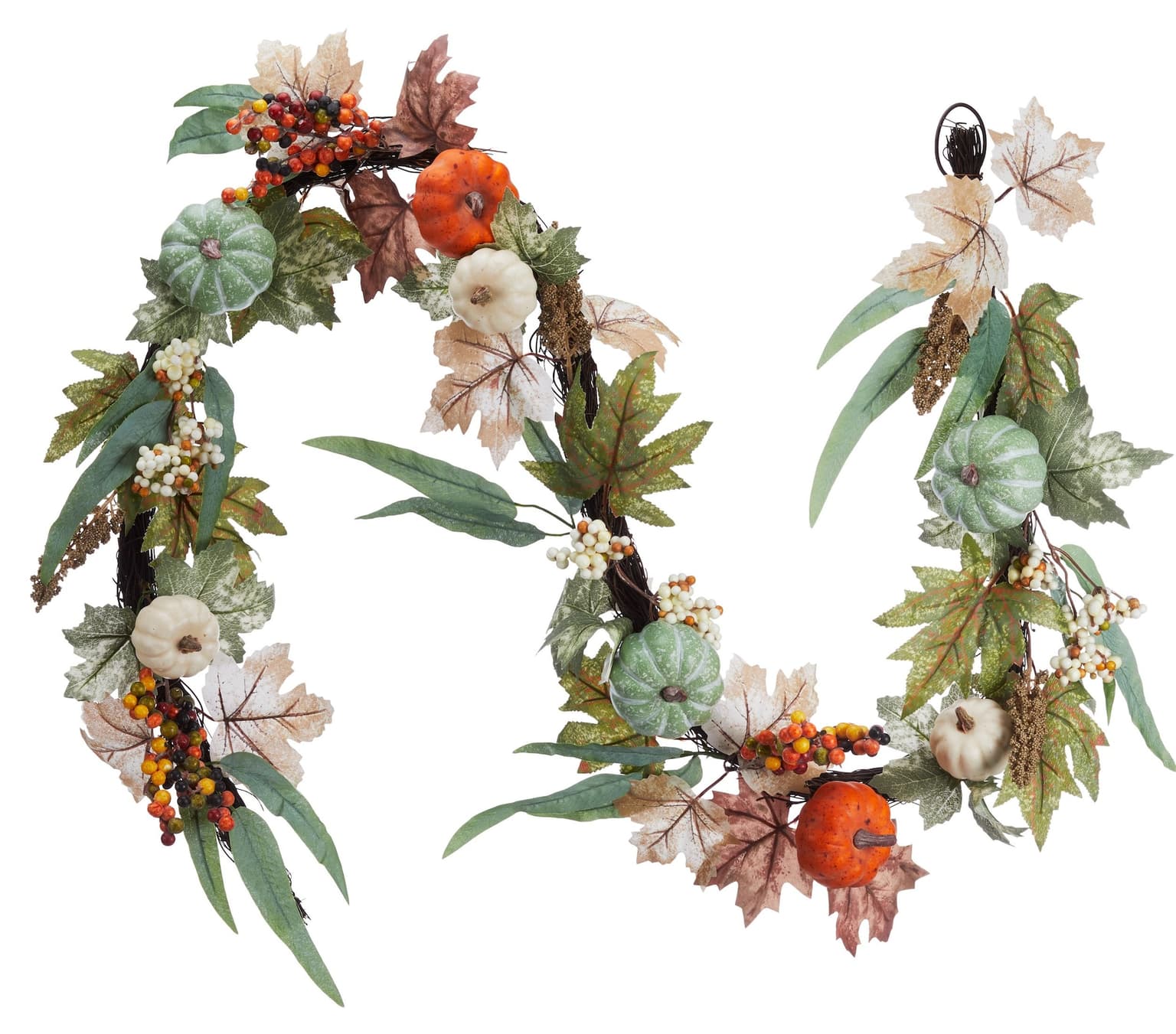 CANVAS Garland with Pumpkins/Leaves/Berries, Multi-Coloured, 6-ft, Indoor Decoration for Fall