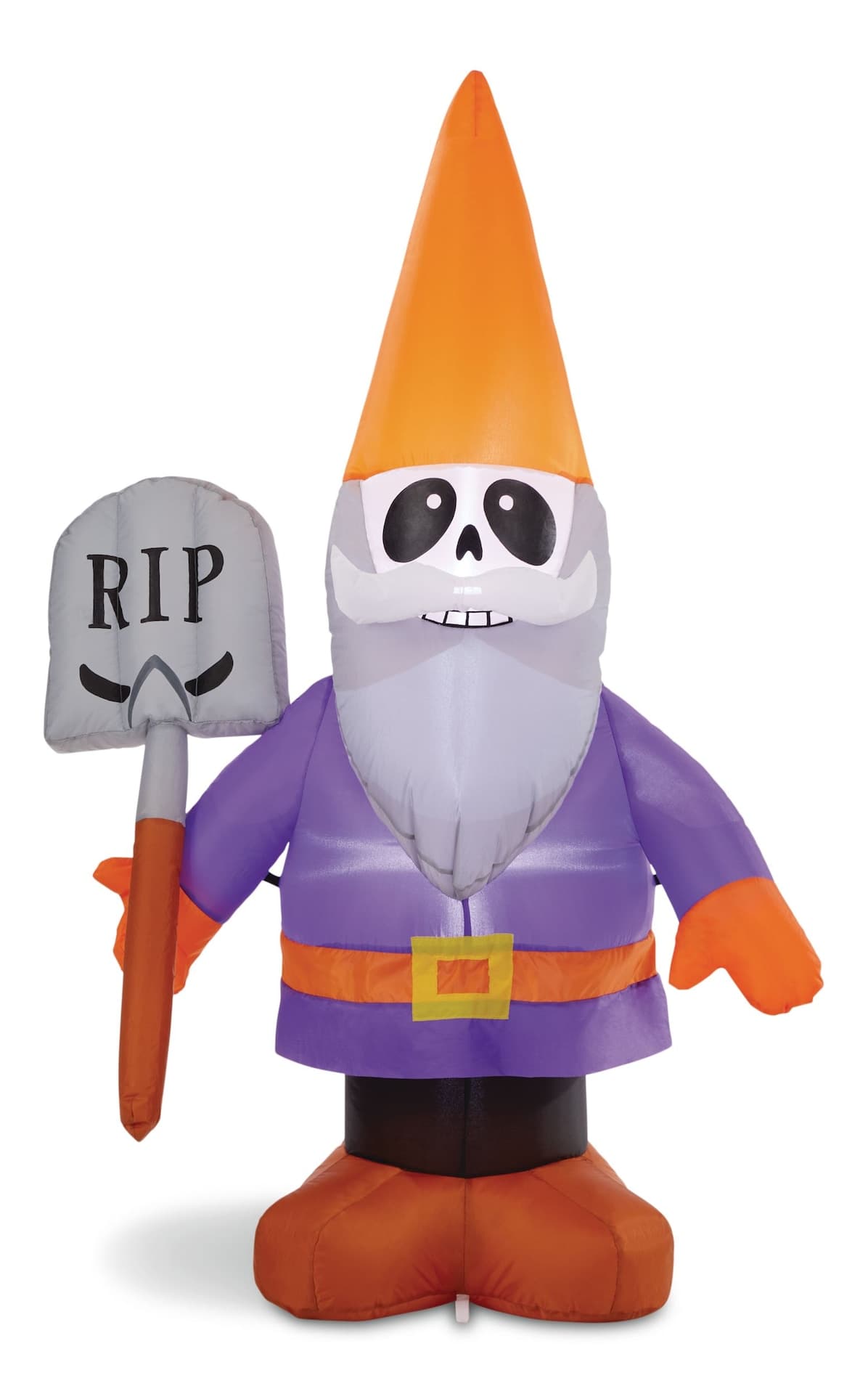 For Living Gnome Skeleton LED Light-Up Inflatable, Outdoor Decoration for Halloween, Purple/Orange, 4-ft