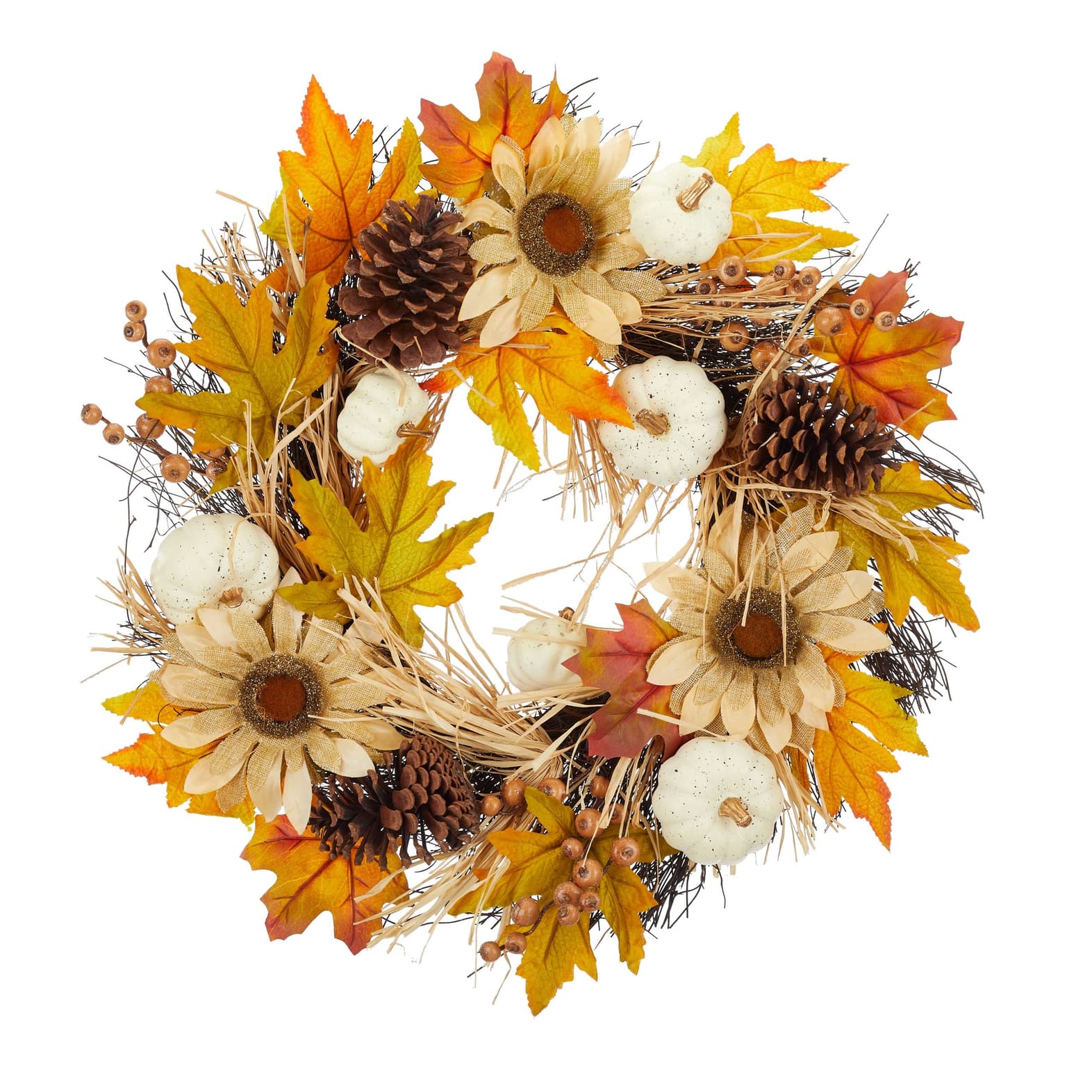 CANVAS Multi-Coloured Leaf & Foliage Wreath, 24-in
