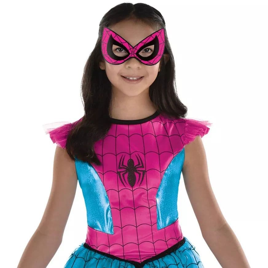 Kids' Disney Marvel Spider-Man Spidergirl Pink/Blue Dress with Mask Halloween Costume, Assorted Sizes