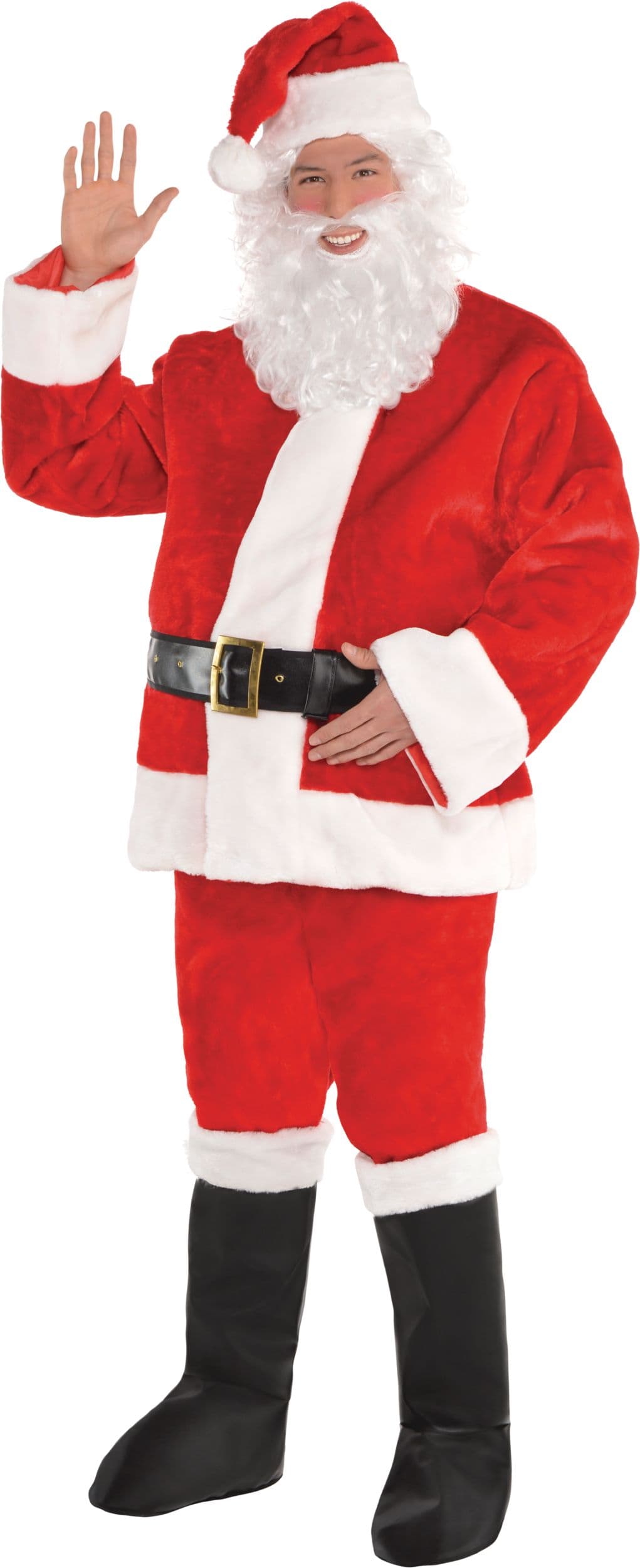 Adult Santa Claus Costume with Jacket, Hat, Belt, Pants & Boot Covers, Red, Assorted Sizes, for Christmas/Halloween