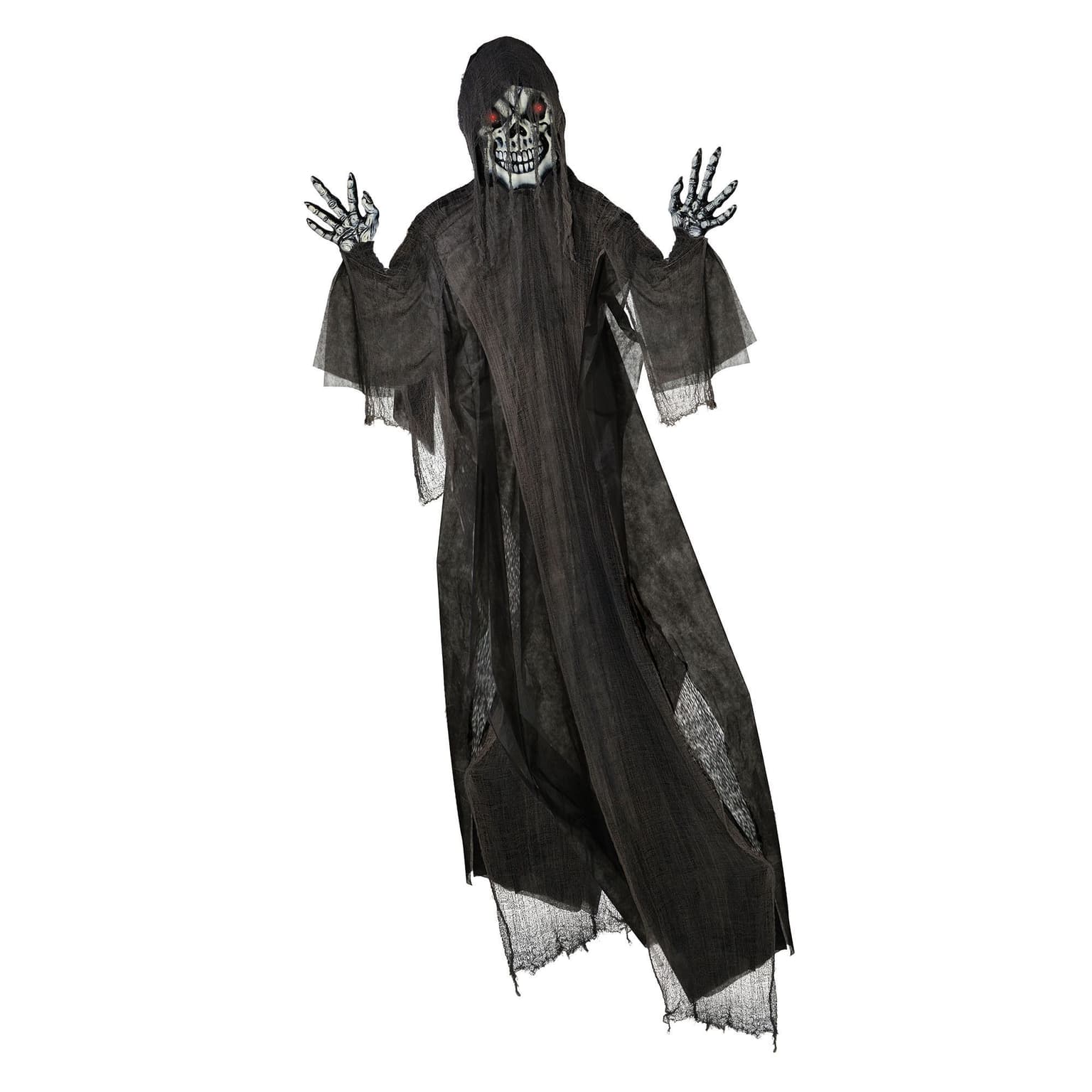 Grim Reaper Light-Up Hanging Character Prop, Black, 12-ft, Indoor/Outdoor Decoration for Halloween