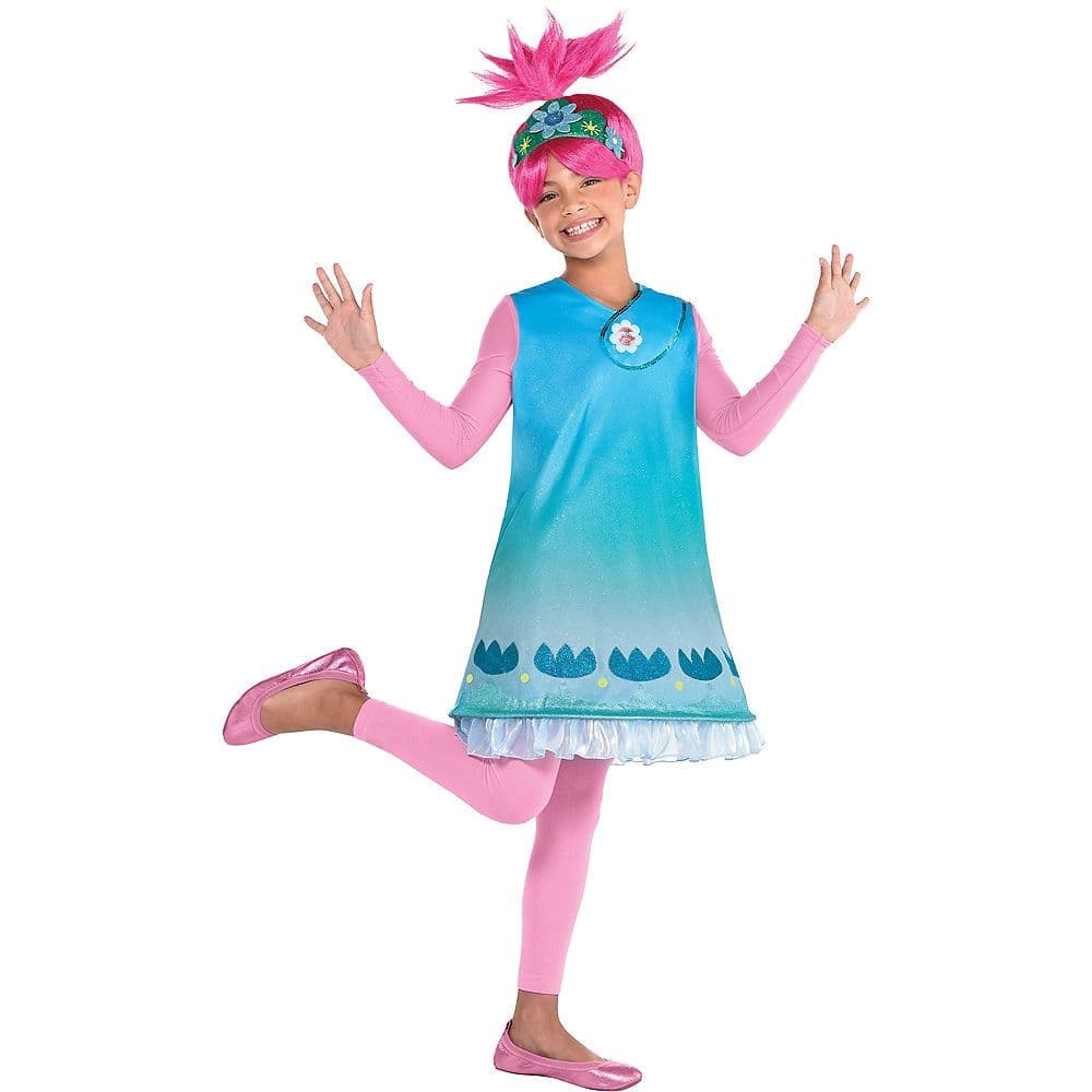 Toddler & Kids' Trolls Queen Poppy Blue Dress with Tights Halloween Costume, Assorted Sizes