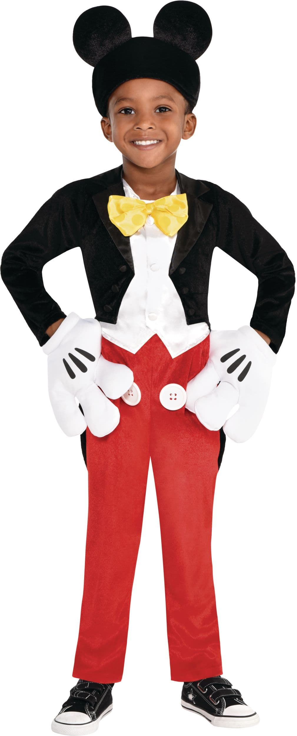Toddler & Kids' Disney Mickey Mouse Red/Black Jumpsuit with Hat Halloween Costume, Assorted Sizes