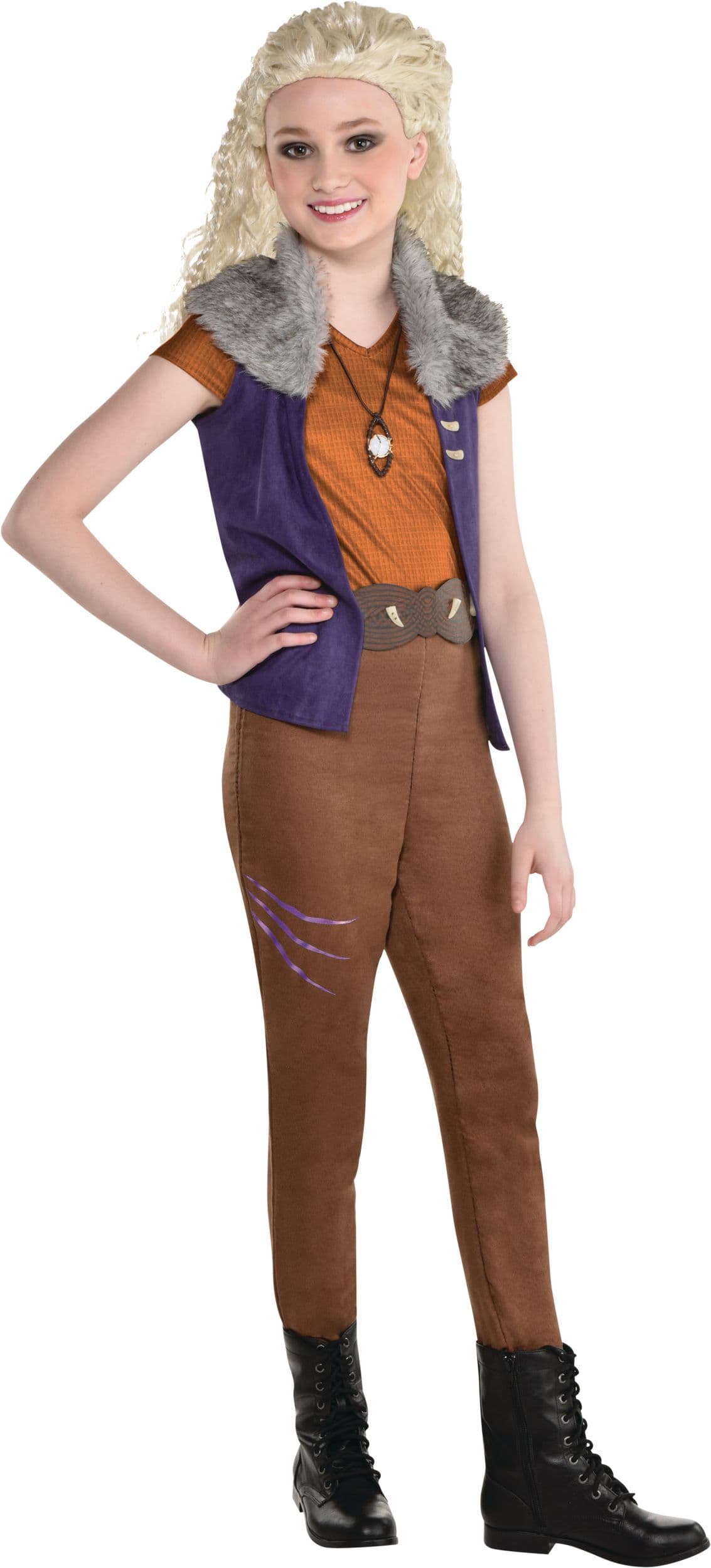 Kids' Disney Zombies Addison Orange Jumpsuit with Necklace Halloween Costume, Assorted Sizes