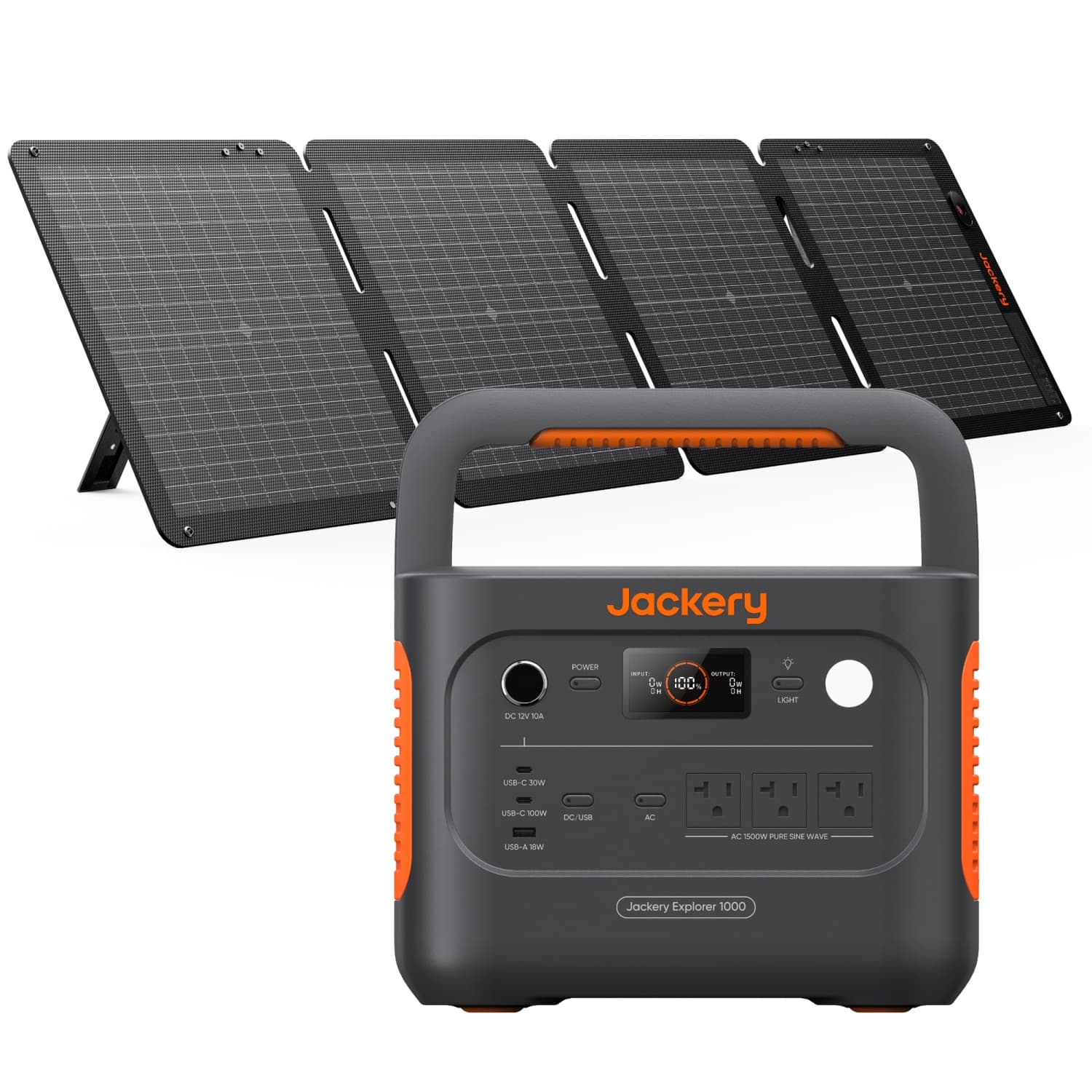Jackery Explorer 1000 v2 Portable Power Station (1070Wh) with 100W Air Solar Panel, Solar Generator for Home Backup and Outdoor Use – Black