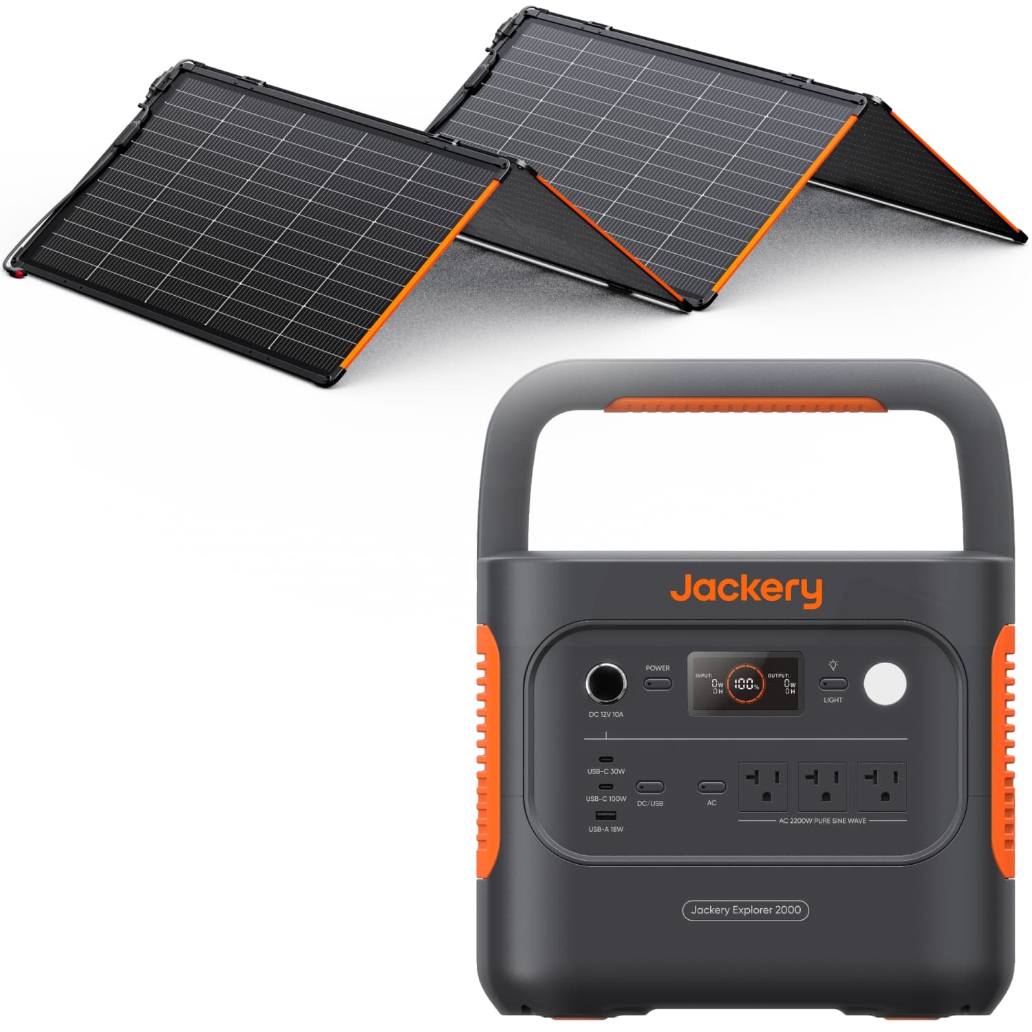 Jackery Explorer 2000 v2 Portable Power Station (2042Wh) with 340W Solar Panel for Home Backup, Power Outages, and Outdoor Use – Black