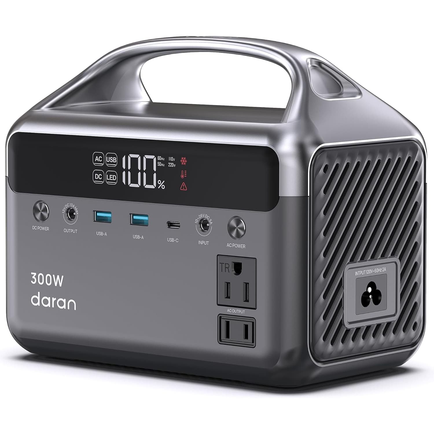 Daran Portable Power Station 300W (600W Peak), 192Wh 60000mAh Mini Solar Generator with AC Outlets, LiFePO4 Battery, 7-Port Fast Charging Backup Power - New